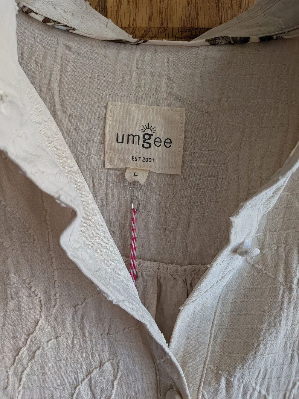 Umgee Neutral Cream Textured Button-Front Top - Picture 2 of 4